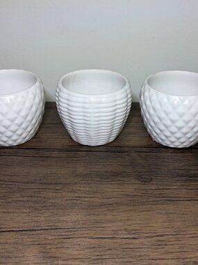 🚫sold🚫 Mini White Ceramic Planter Pots - Set of 3